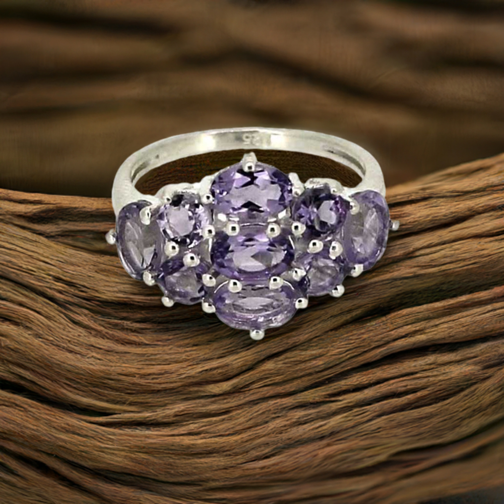 Genuine Amethyst Gemstone Ring In Sterling Silver 925SR01-2