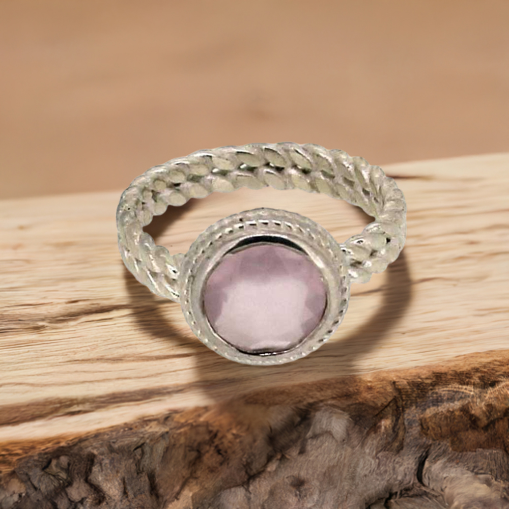 Stunning Rose Quartz Semi Precious Gemstone Ring In 925 Silver 925SR015