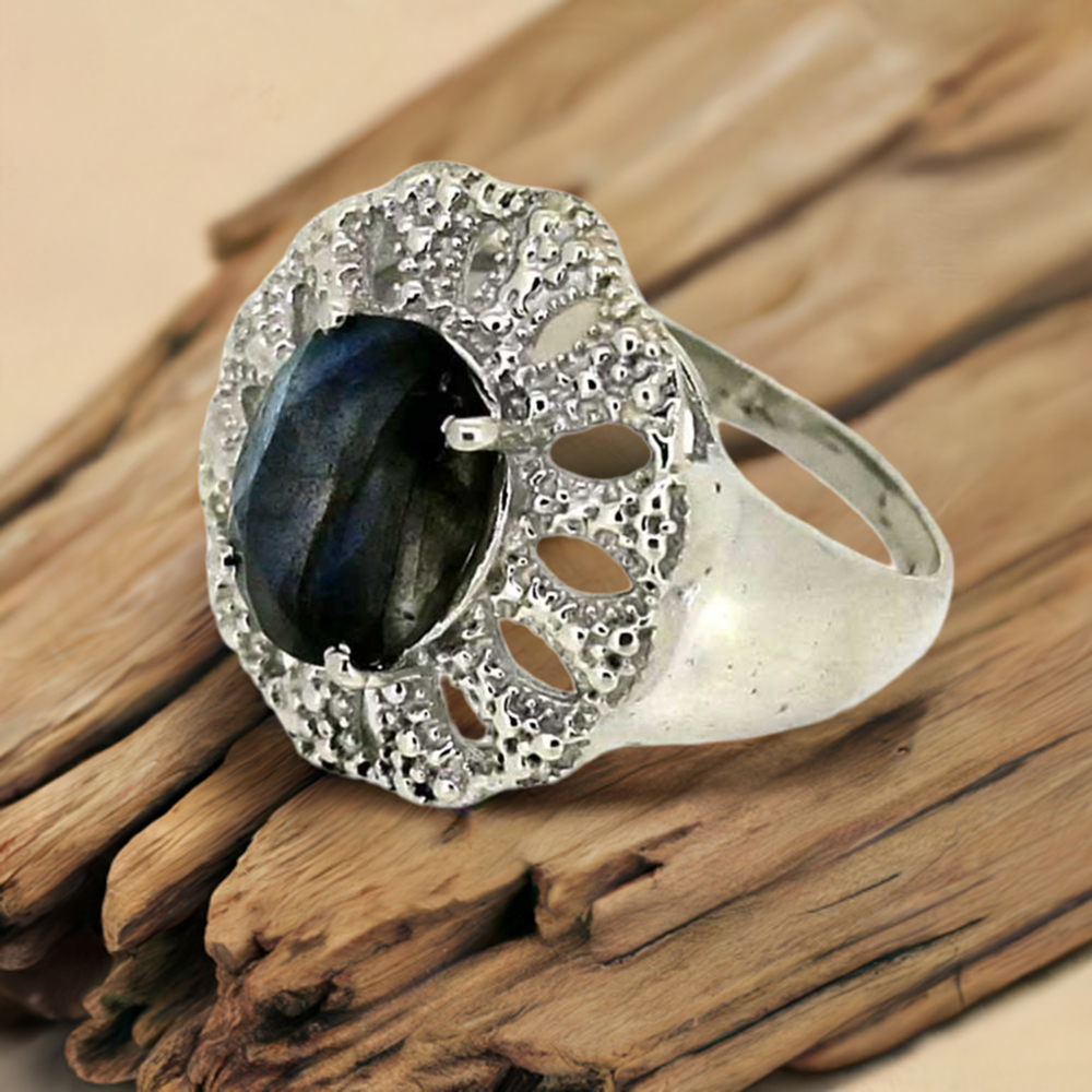 Stunning Labradorite Gemstone Ring In 925 Sterling Silver 925SR018-3