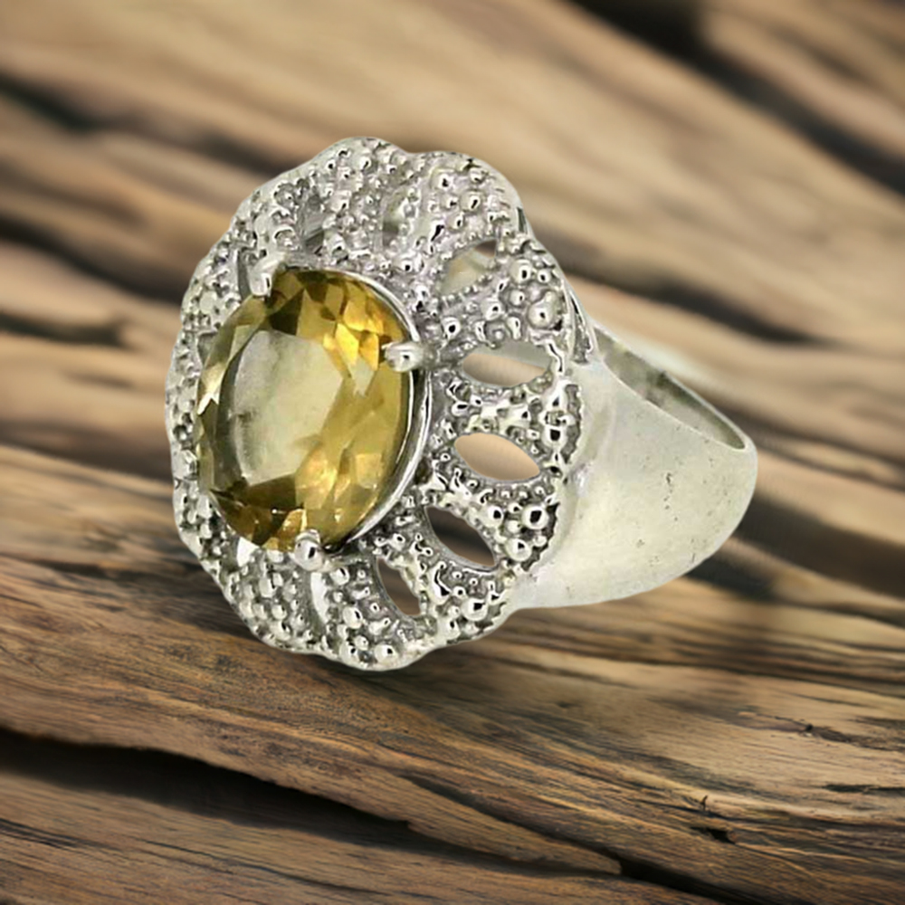 Sterling Silver Citrine Gemstone Rings 925SR018-4