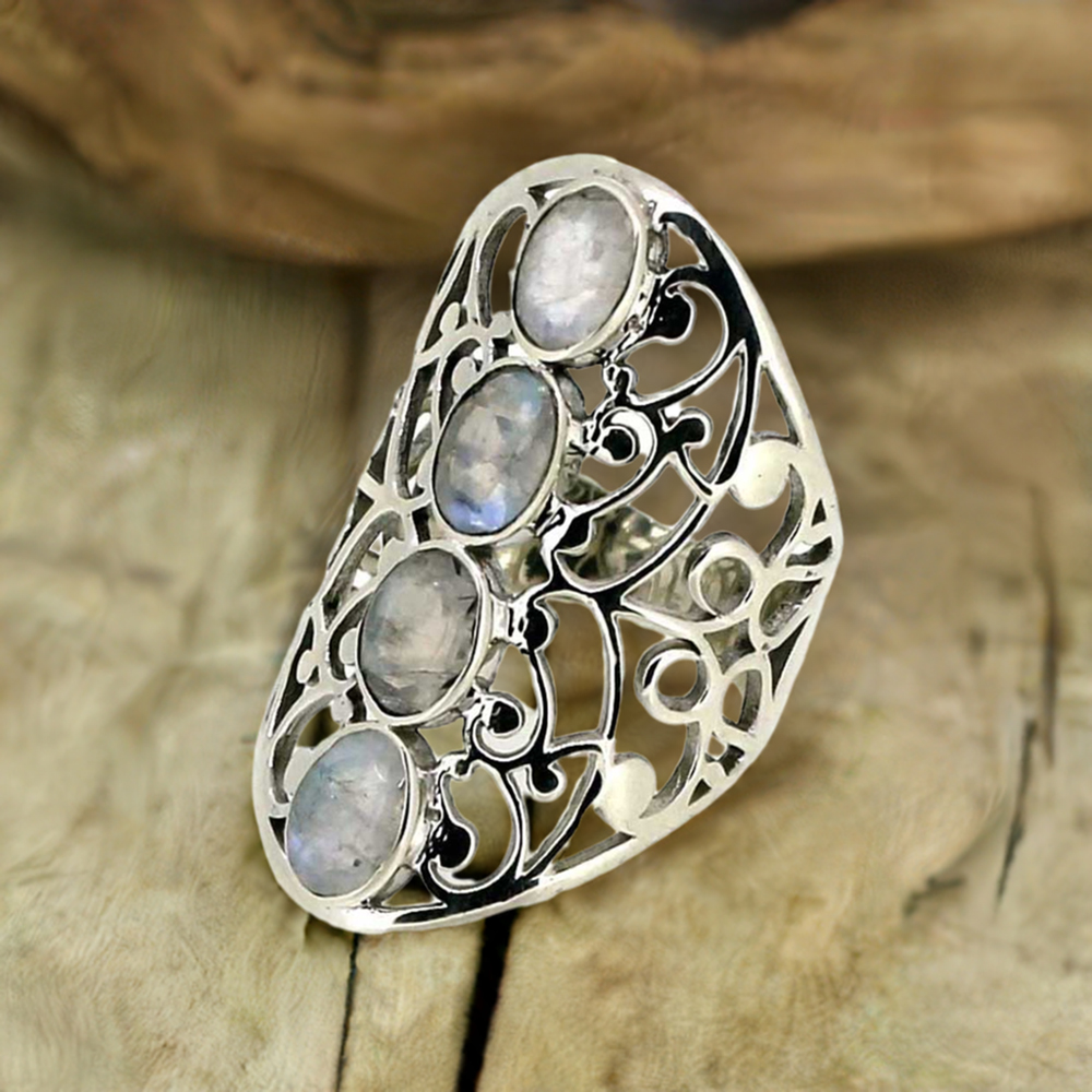 Rainbow Gemstone Handmade Ring In 925 Sterling Silver 925SR020-3