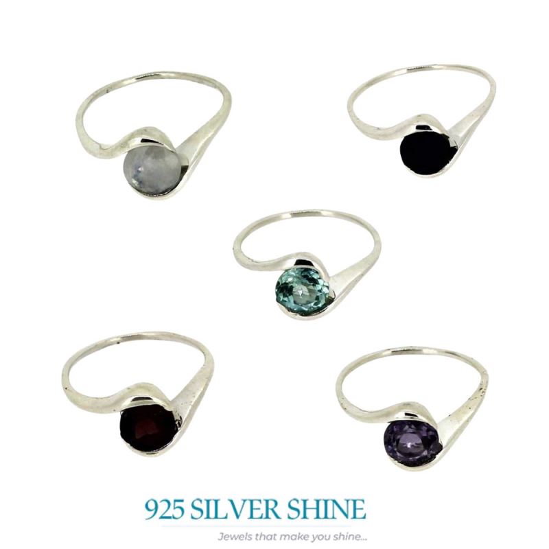 Garnet Gemstone Sterling Silver Rings 925SR023-2_5