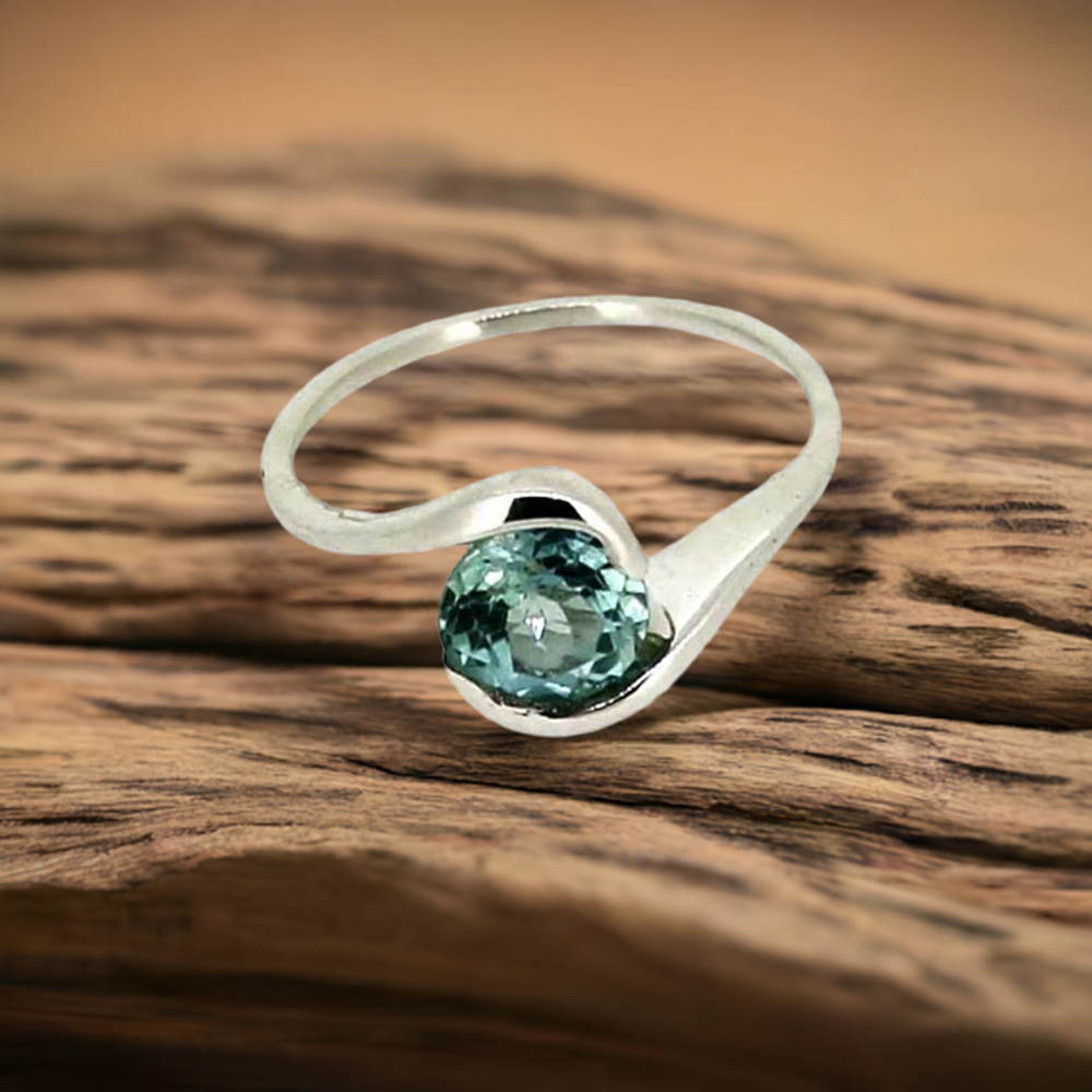 Stunning Blue Topaz Gemstone Ring In Solid Silver 925SR023-5