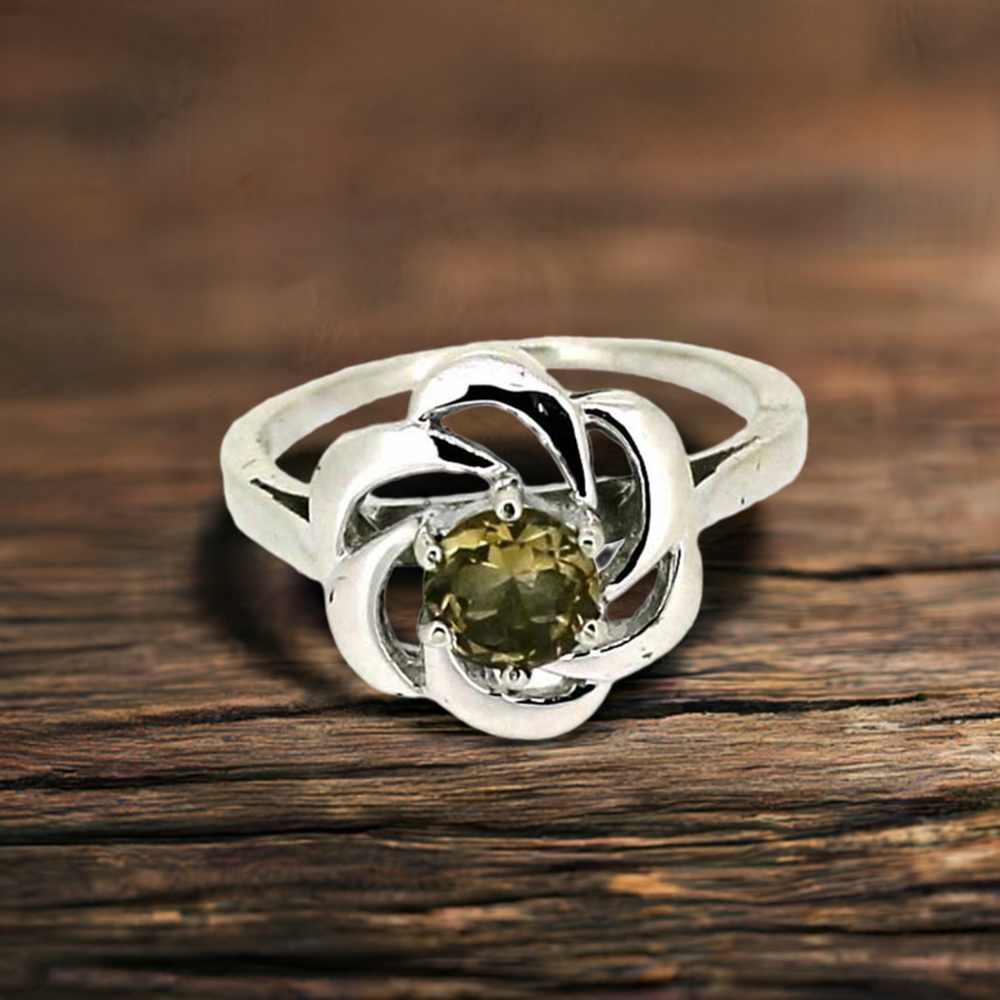 Natural Citrine Gemstone Silver Rings 925SR024-2