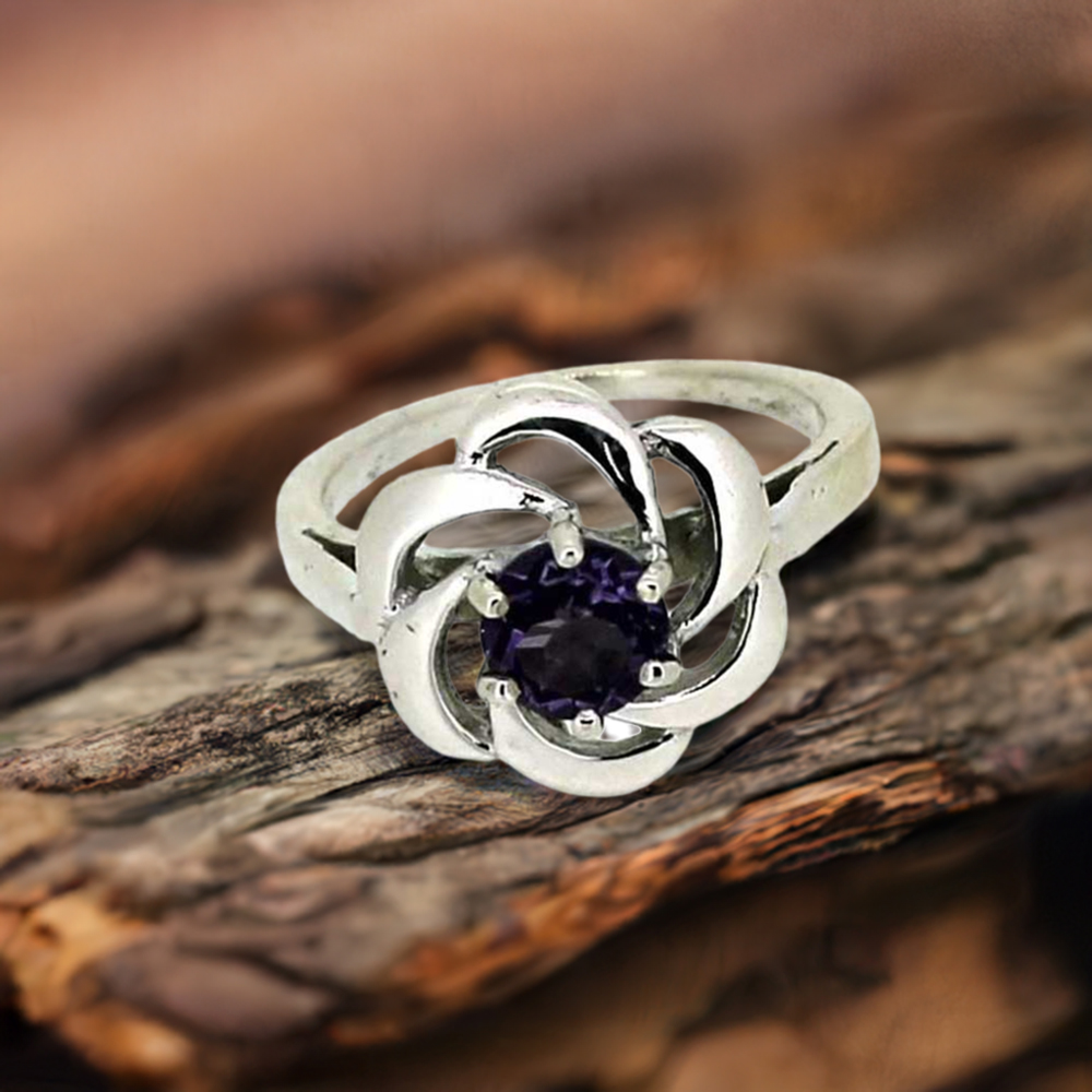Sterling Silver Amethyst Rings 925SR024-4
