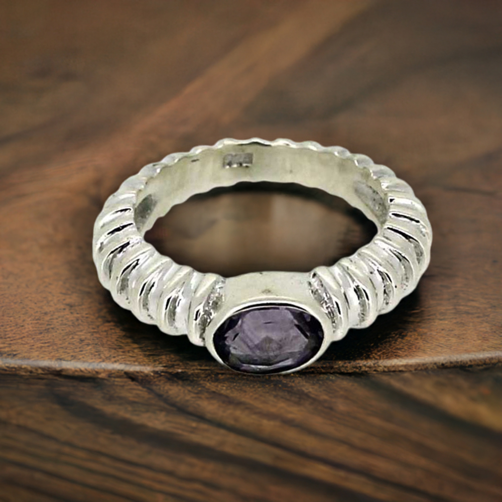 Sterling Silver Amethyst Cut Stone Rings 925SR025-5