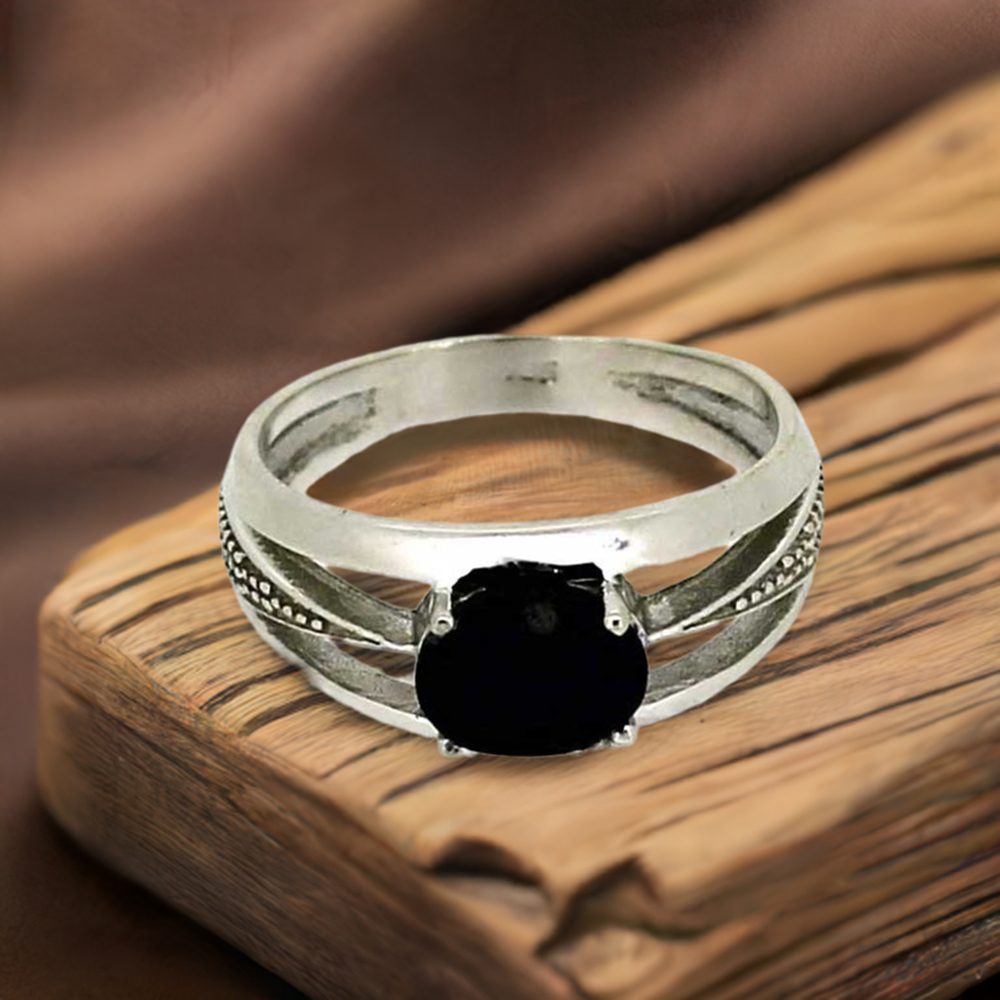 Stunning Black Onyx Gemstone Ring In 925 Solid Silver 925SR027-4