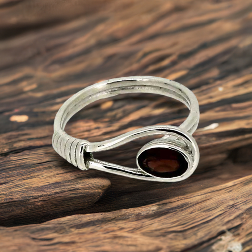 Sterling Silver Garnet Rings Jewelry 925SR028-1