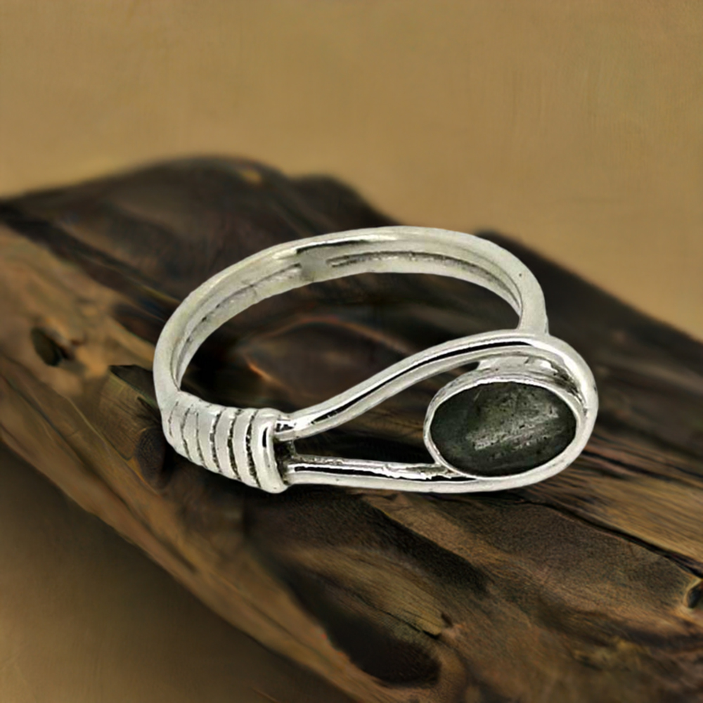 Semi Precious Labradorite Gemstone Ring In 925 Solid Silver 925SR028-2
