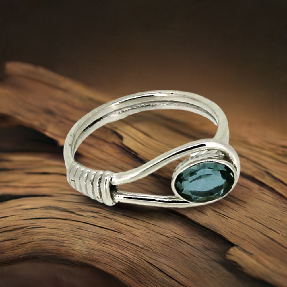Natural Blue Topaz Gemstone Handmade Ring In 925 Solid Silver 925SR028-3
