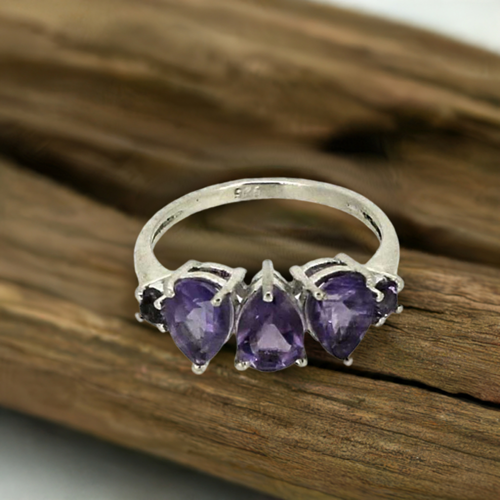 Natural Amethyst Gemstone Handmade Ring In Sterling Silver 925SR03-1