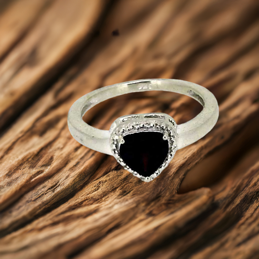 Black Onyx Gemstone Handmade Ring In Sterling Silver 925SR04-1