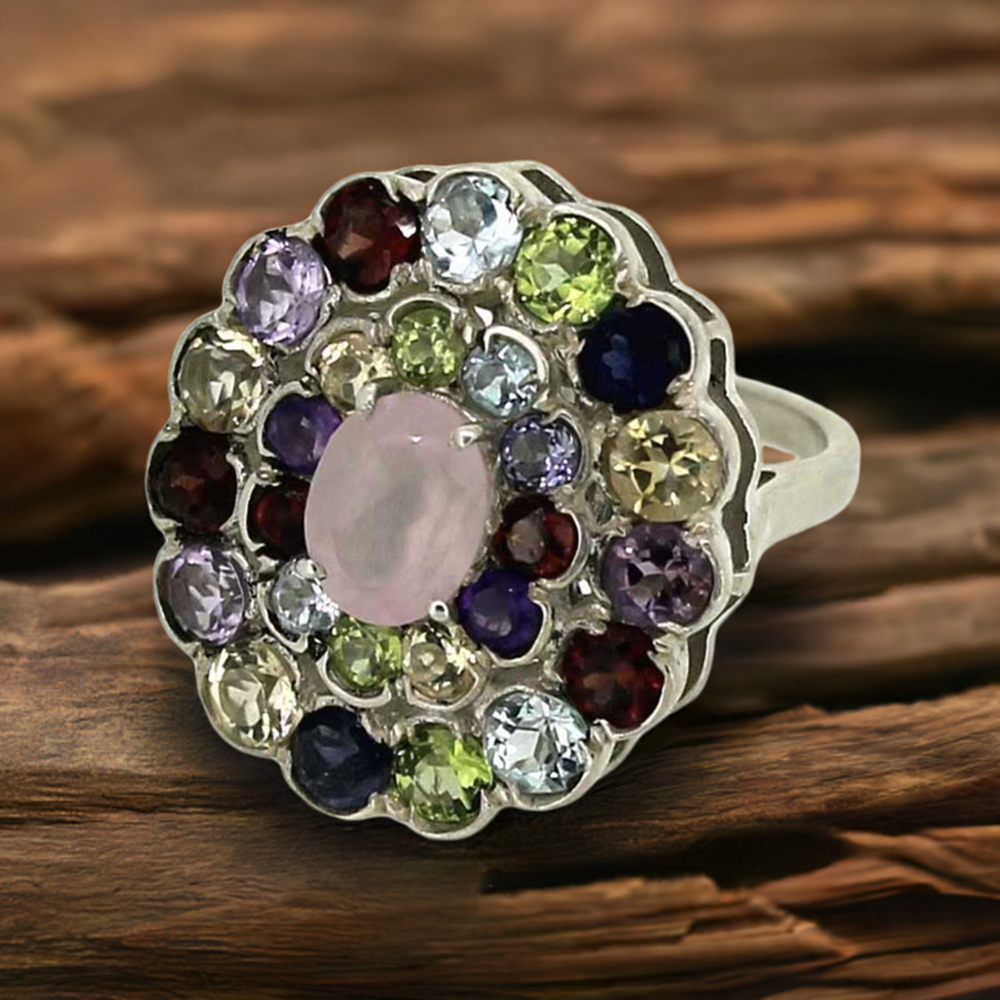 Multi Stone Gemstone Ring In Sterling Silver 925SR040