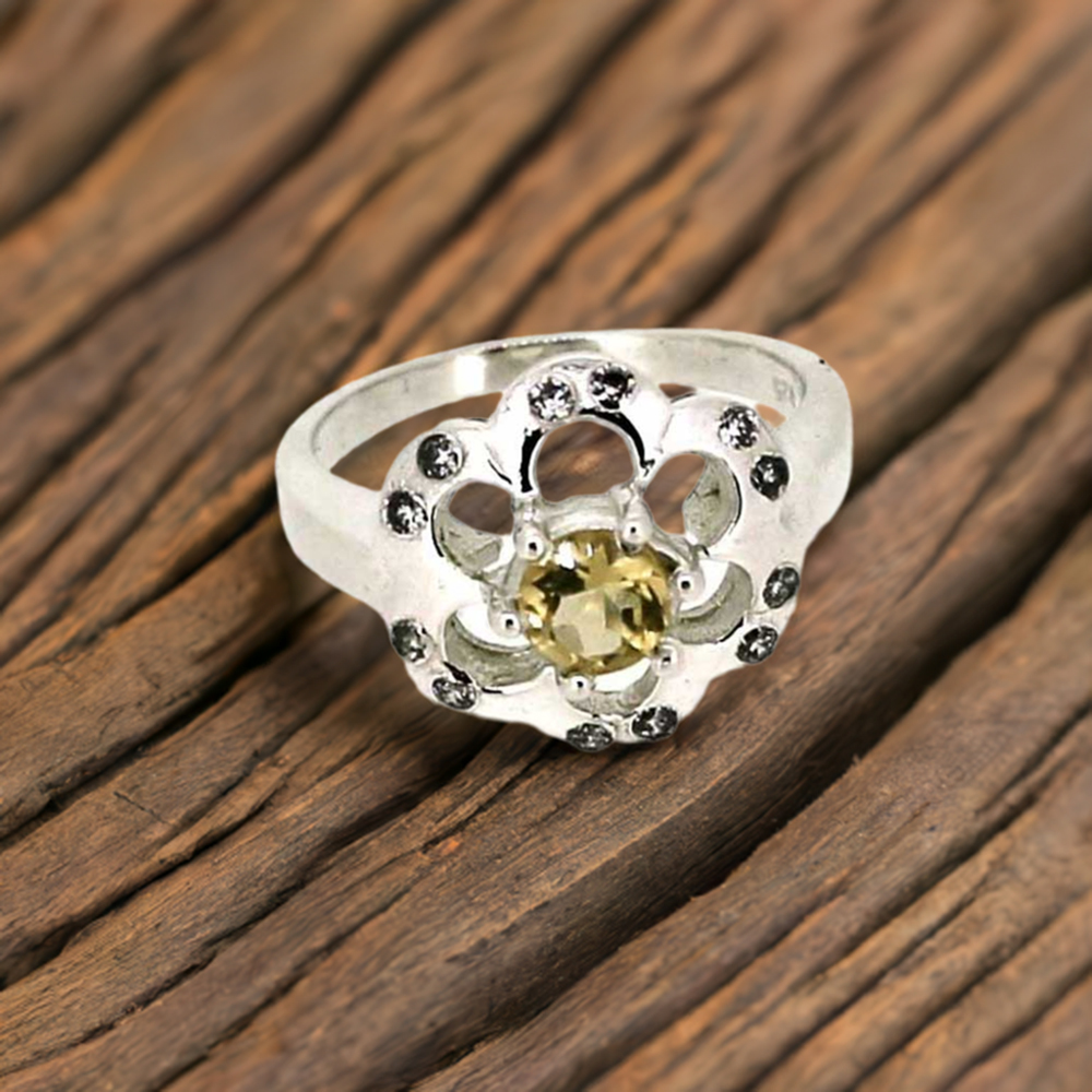 Natural Citrine Sterling Silver Rings 925SR041-2
