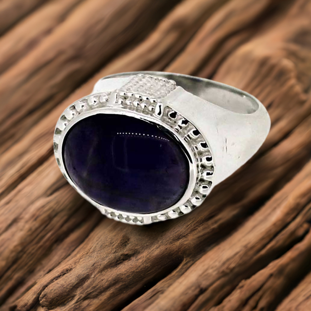 Natural Amethyst February Birthstone Silver Rings 925SR042-1