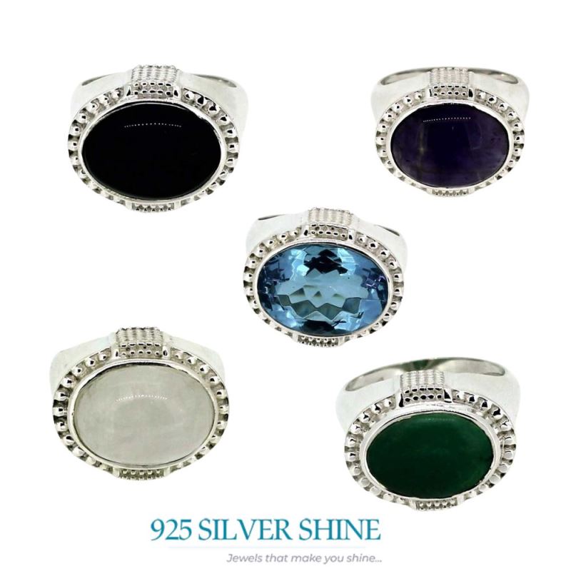 Natural Amethyst February Birthstone Silver Rings 925SR042-1_5