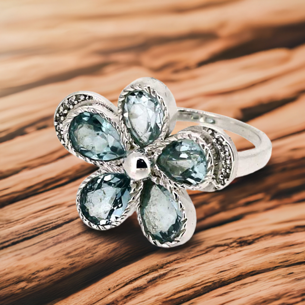 Stunning Blue Topaz Gemstone Handmade Ring In Sterling Silver 925SR043-4