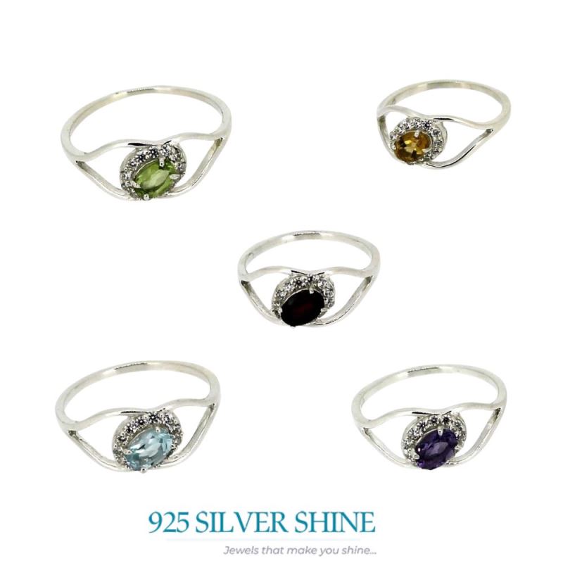 Faceted Citrine Gemstone Silver Rings 925SR044-1_4