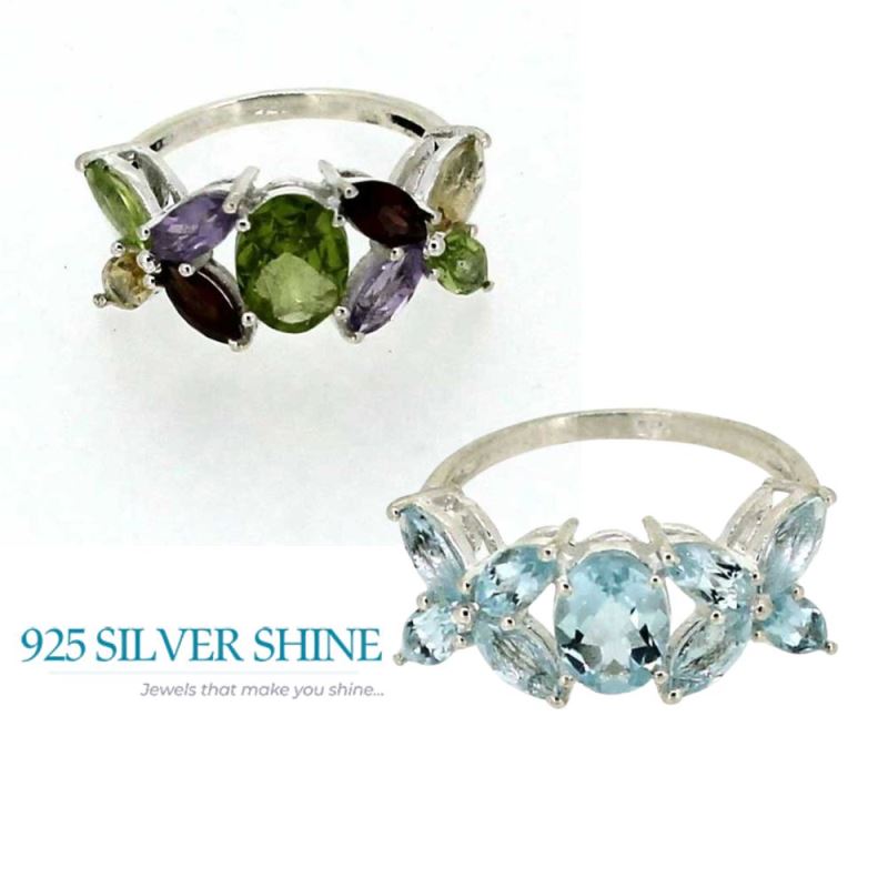 Blue Topaz Semi Precious Gemstone Ring In Sterling Silver 925SR05-2_4