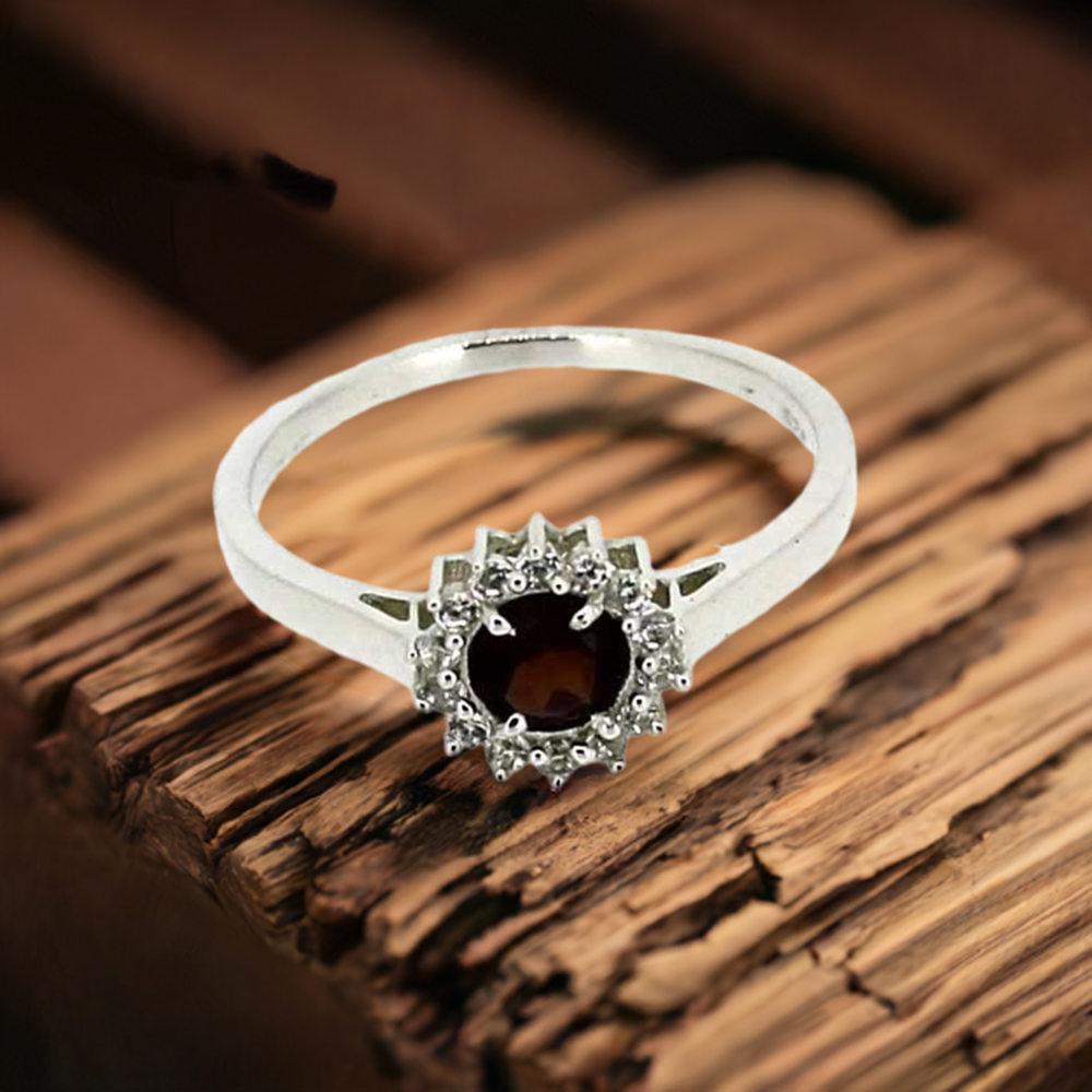 Sterling Silver Garnet Gemstone Anniversary Rings 925SR050-1