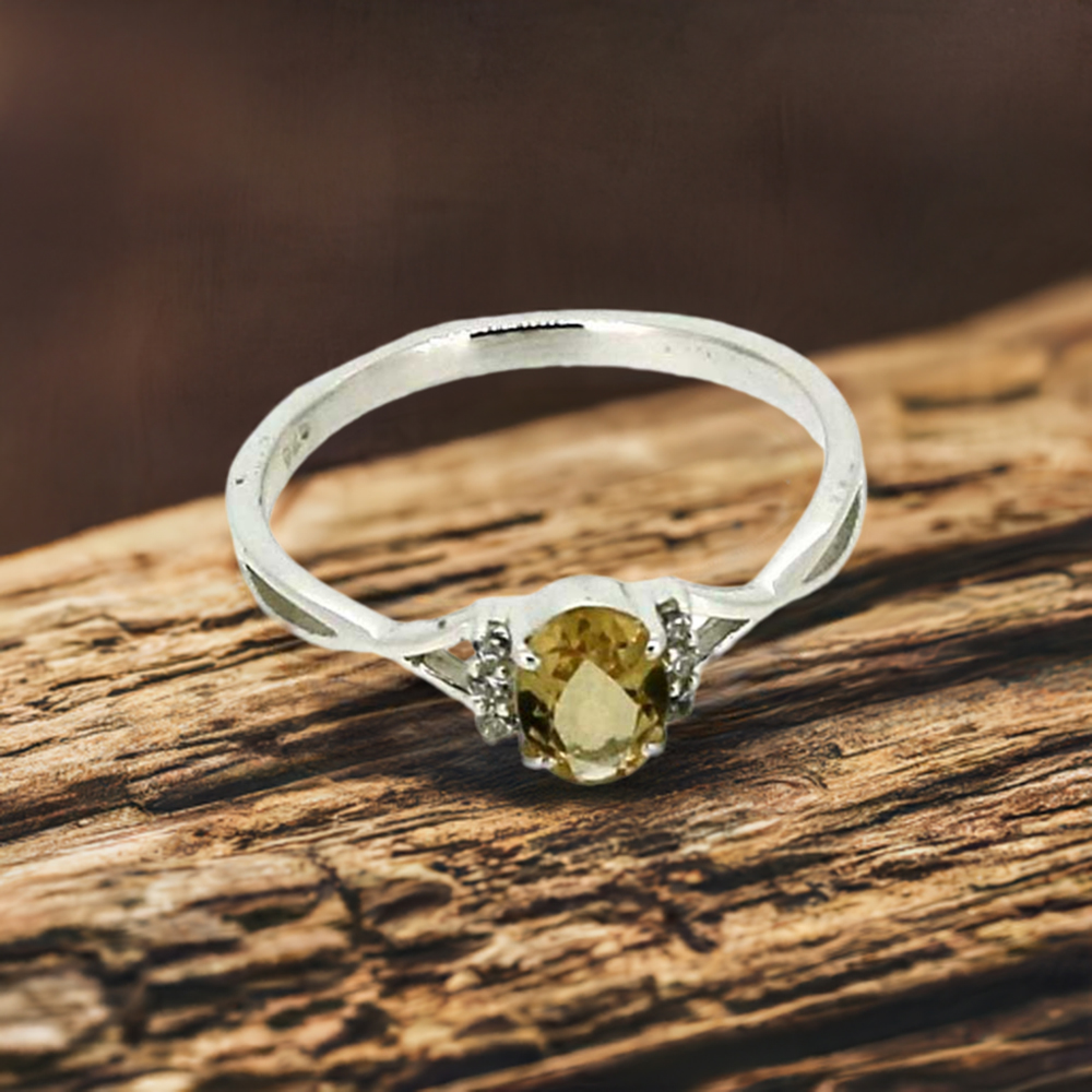 Citrine Oval Stone Sterling Silver Rings 925SR051-1