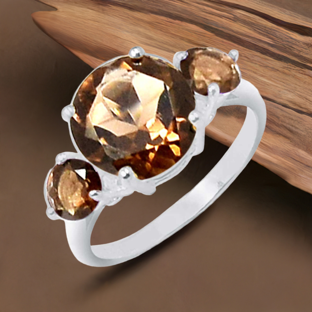 Stunning Smoky Quartz Gemstone Ring In Solid Silver 925SR056