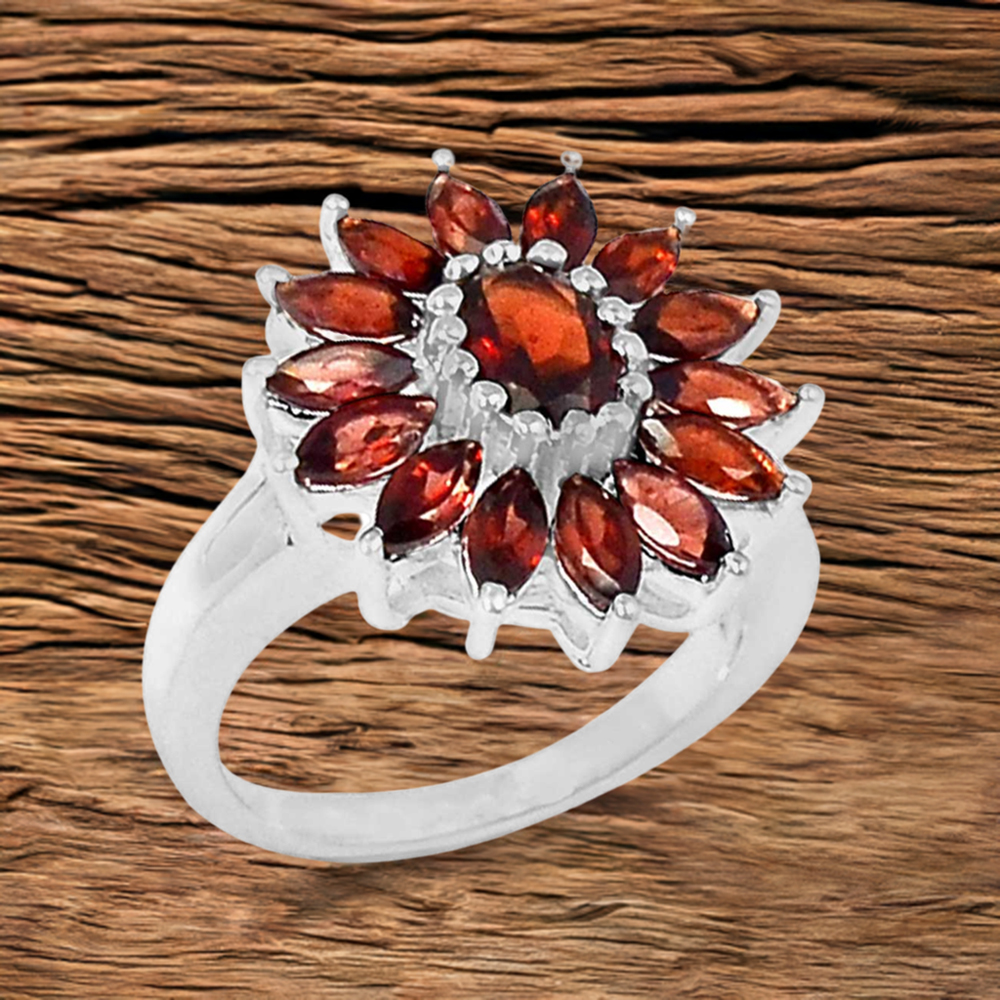 Natural Garnet Gemstone Handmade Ring In Solid Silver 925SR058-1