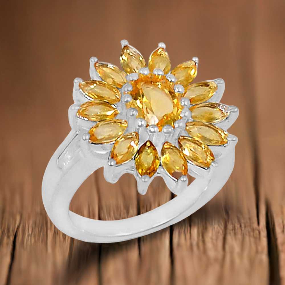 Genuine Citrine Gemstone Handmade Ring In Solid Silver 925SR058-2