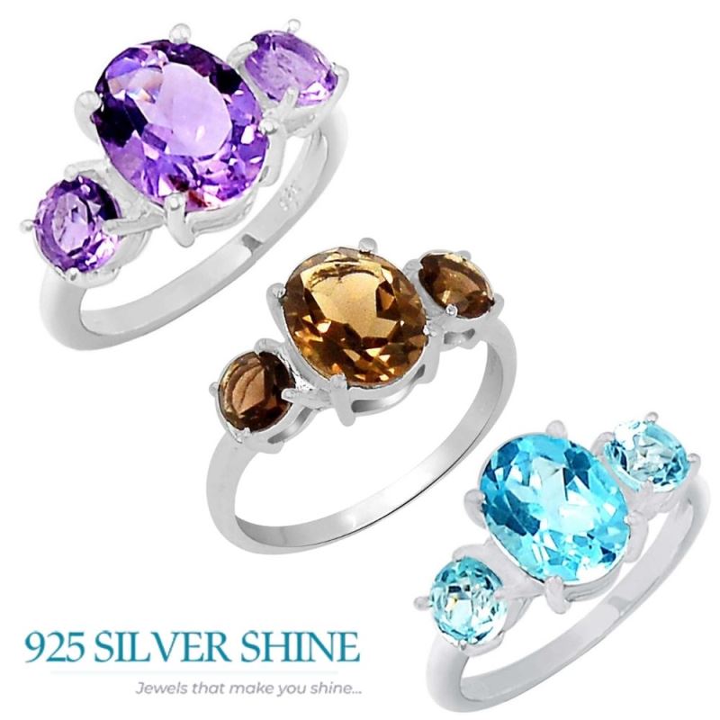 Smoky Quartz Gemstone Handmade Ring In Solid Silver 925SR059-1_1