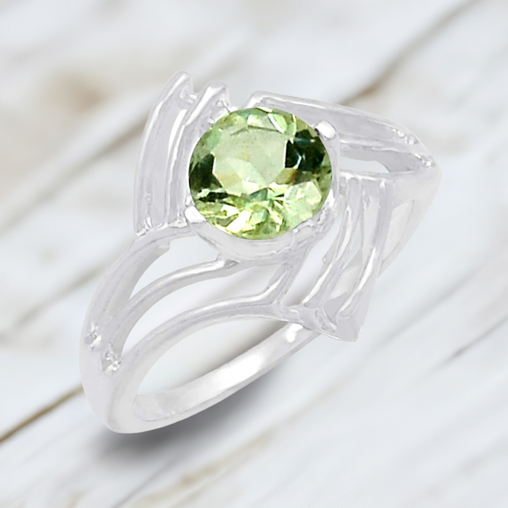 Peridot August Birthstone Sterling Silver Rings 925SR060-2