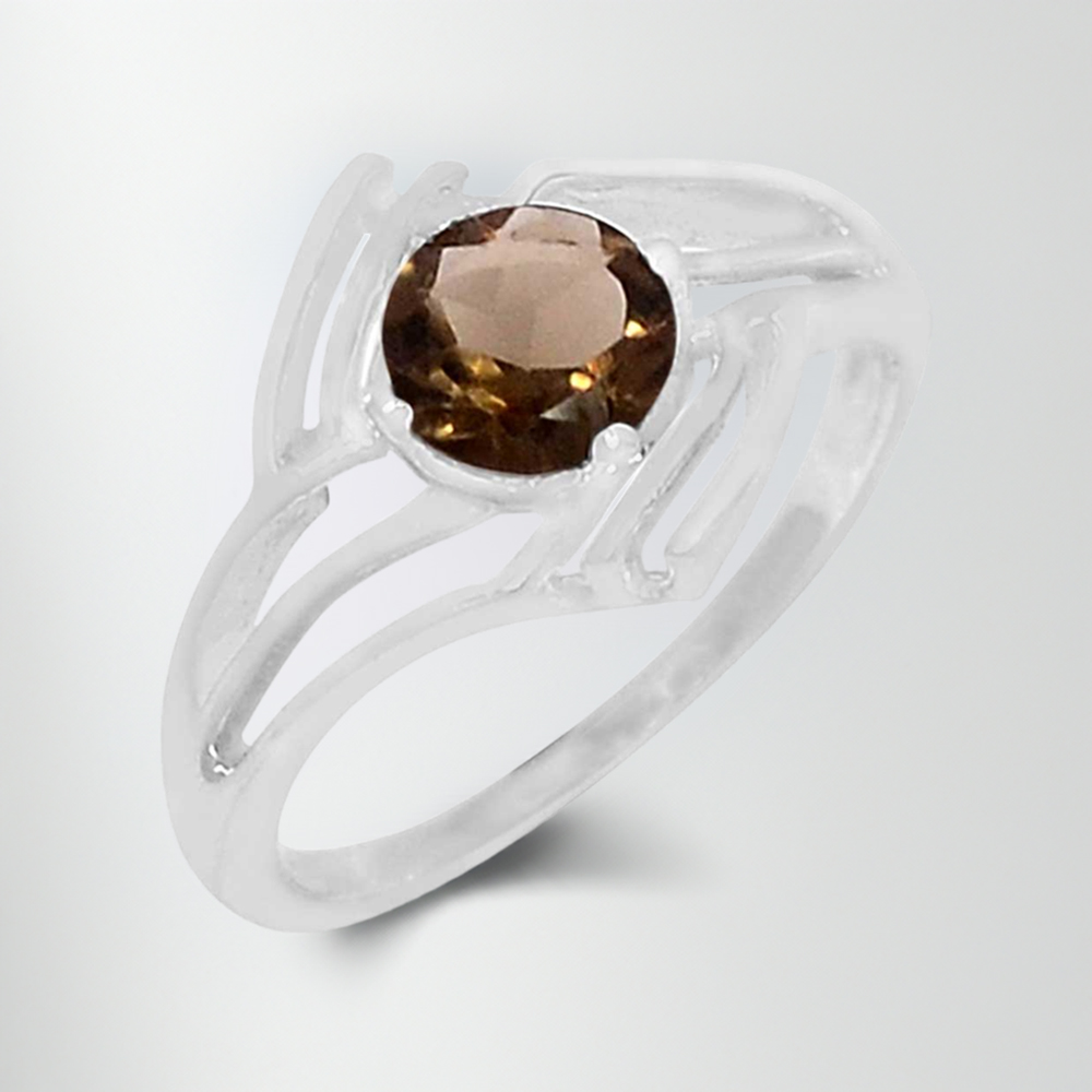 Genuine Smoky Quartz Gemstone Ring In 925 Solid Silver 925SR060-6