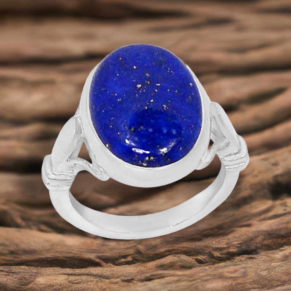 Semi Precious Lapis Gemstone Ring In 925 Solid Silver 925SR062-1
