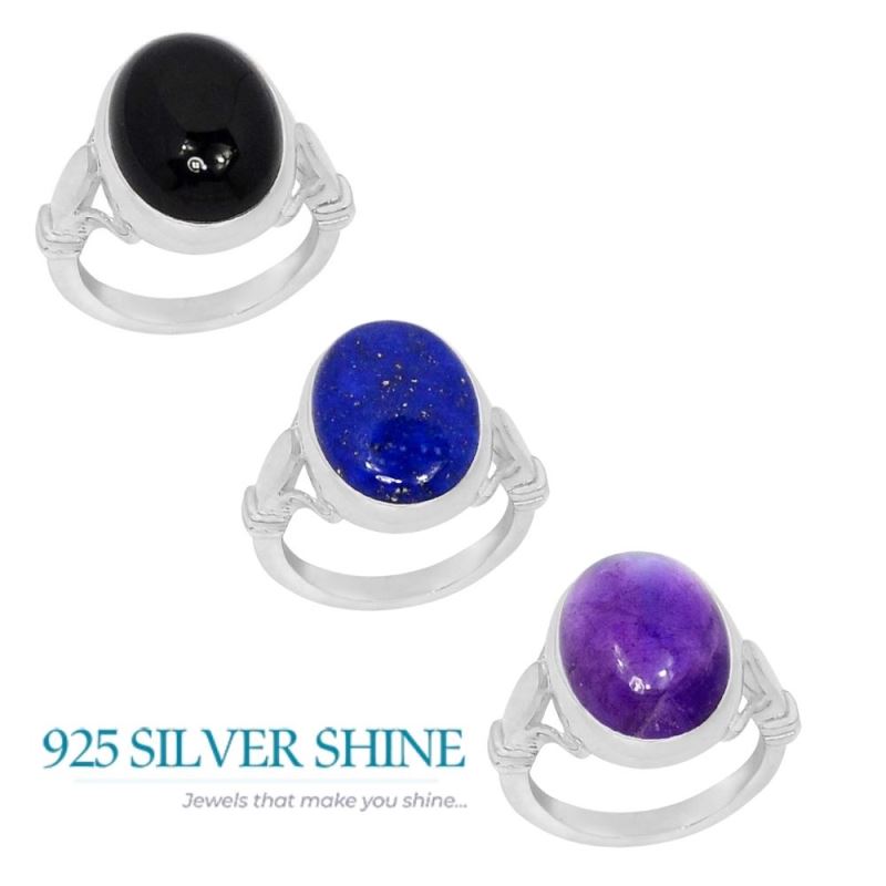 Semi Precious Lapis Gemstone Ring In 925 Solid Silver 925SR062-1_1