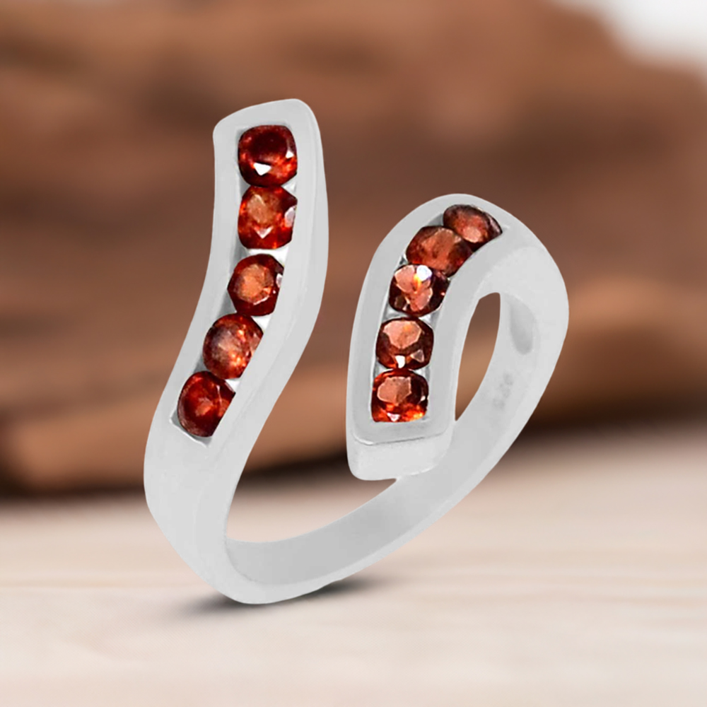 Semi Precious Garnet Gemstone Handmade Ring In 925 Solid Silver 925SR063-3