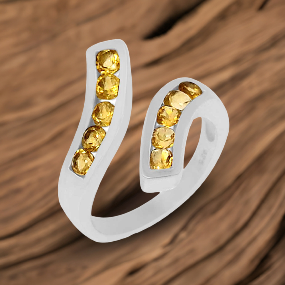 Natural Citrine Semi Precious Gemstone Ring In 925 Solid Silver 925SR063-4