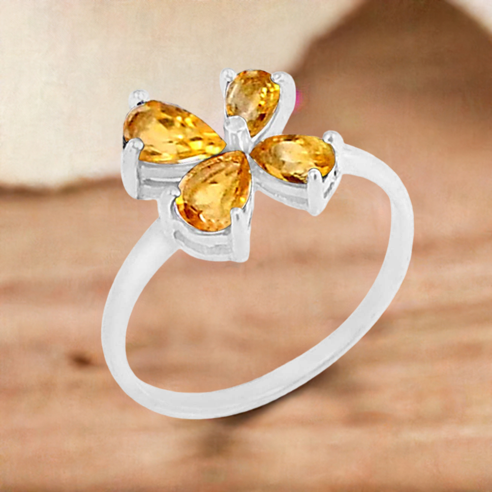 Genuine Citrine Gemstone Ring In 925 Solid Silver 925SR064-2