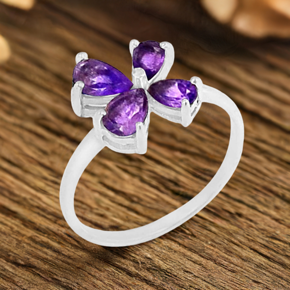 Natural Amethyst Gemstone Ring In Sterling Silver 925SR064-3