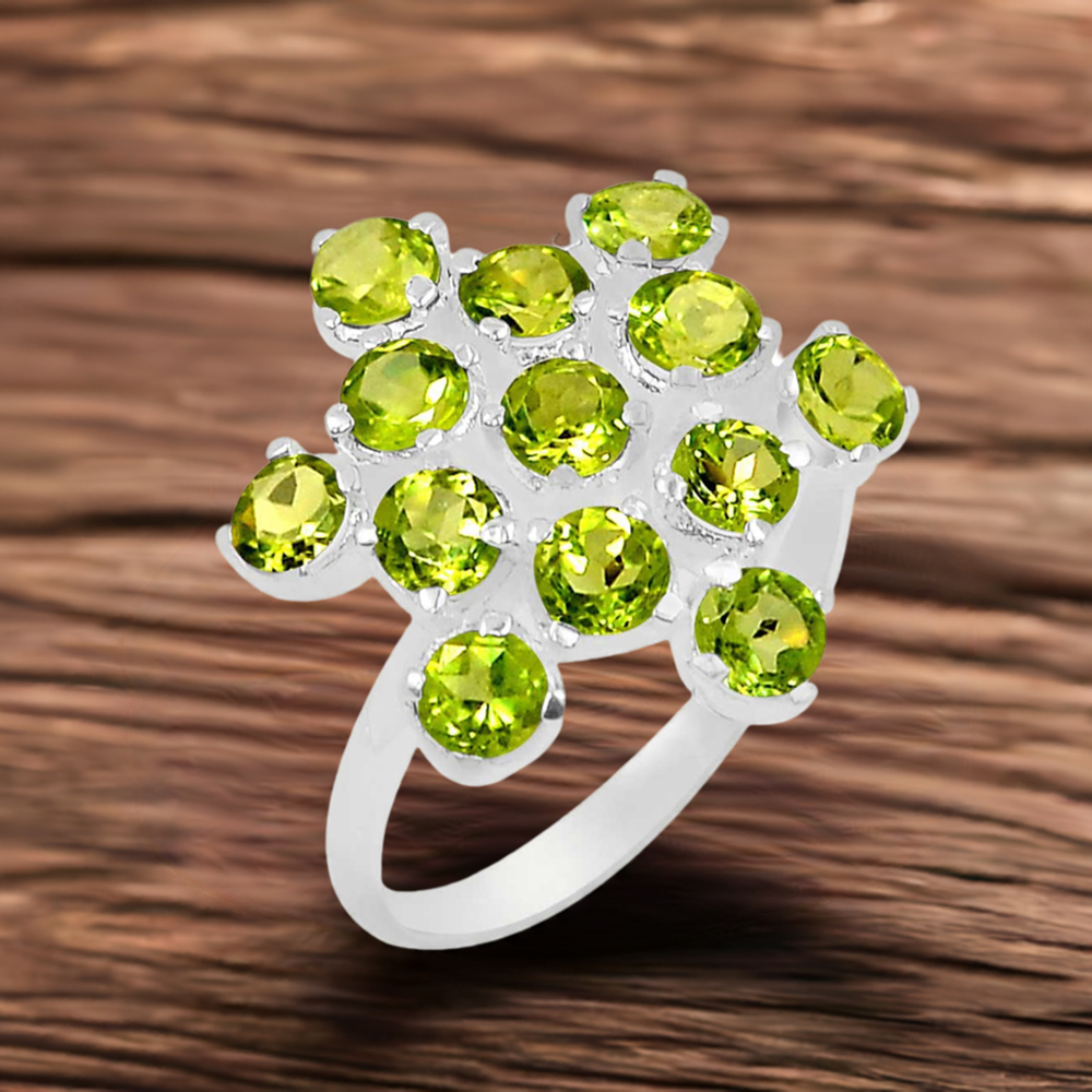Genuine Peridot Gemstone Ring In Sterling Silver 925SR065-1