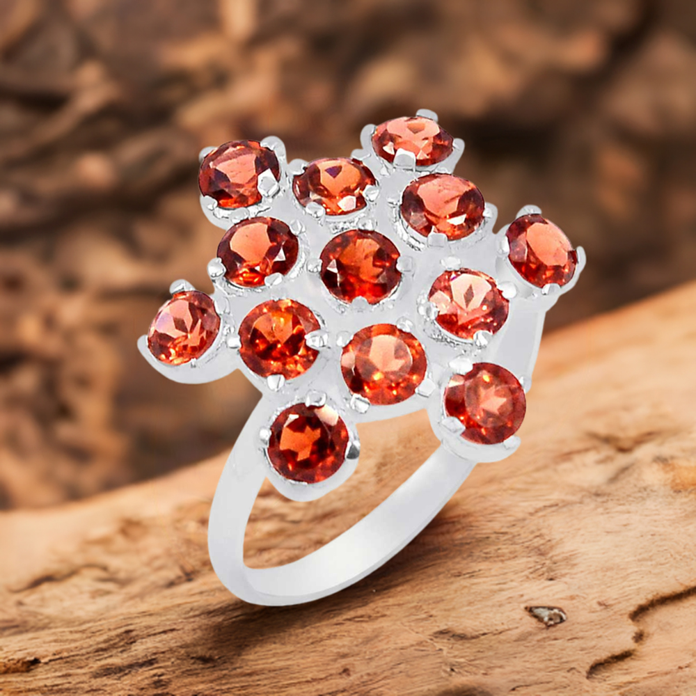 Garnet Gemstone Ring In Sterling Silver 925SR065-3