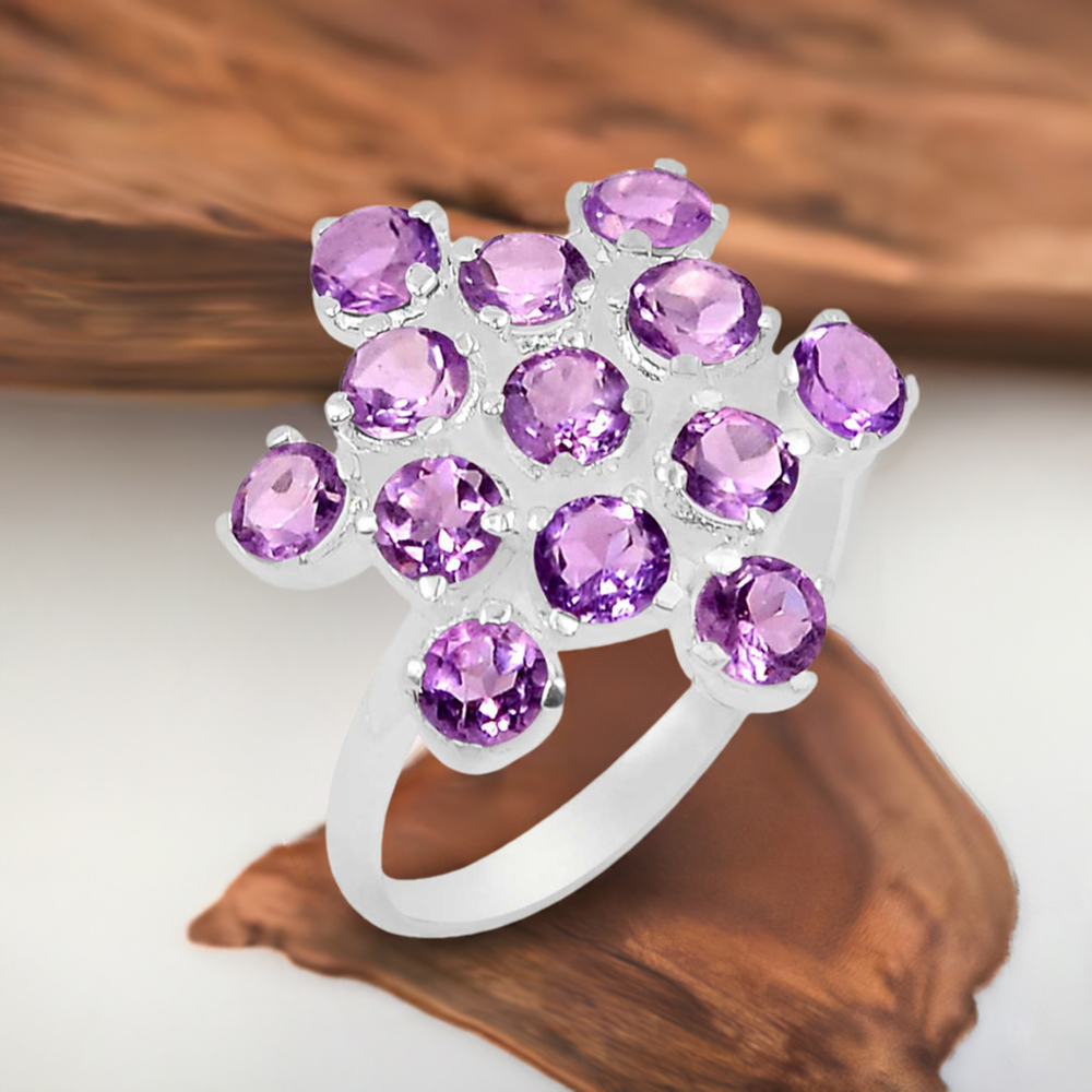 Genuine Amethyst Gemstone Ring In 925 Silver 925SR065-6