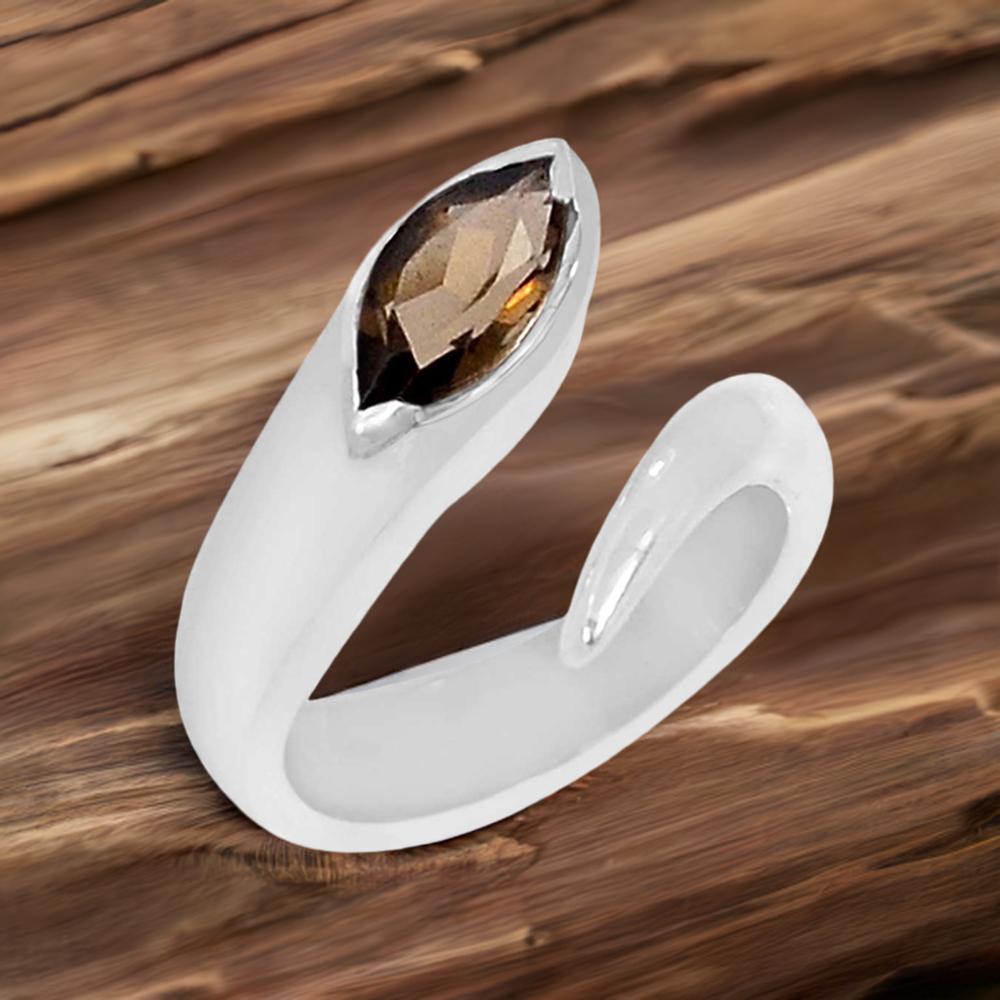 Stunning Smoky Quartz Gemstone Ring In 925 Silver 925SR066-1