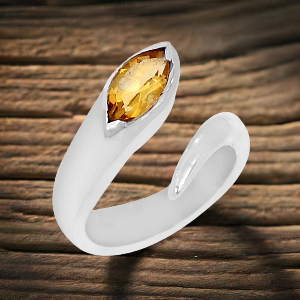Sterling Silver Citrine adjustable Rings 925SR066-3