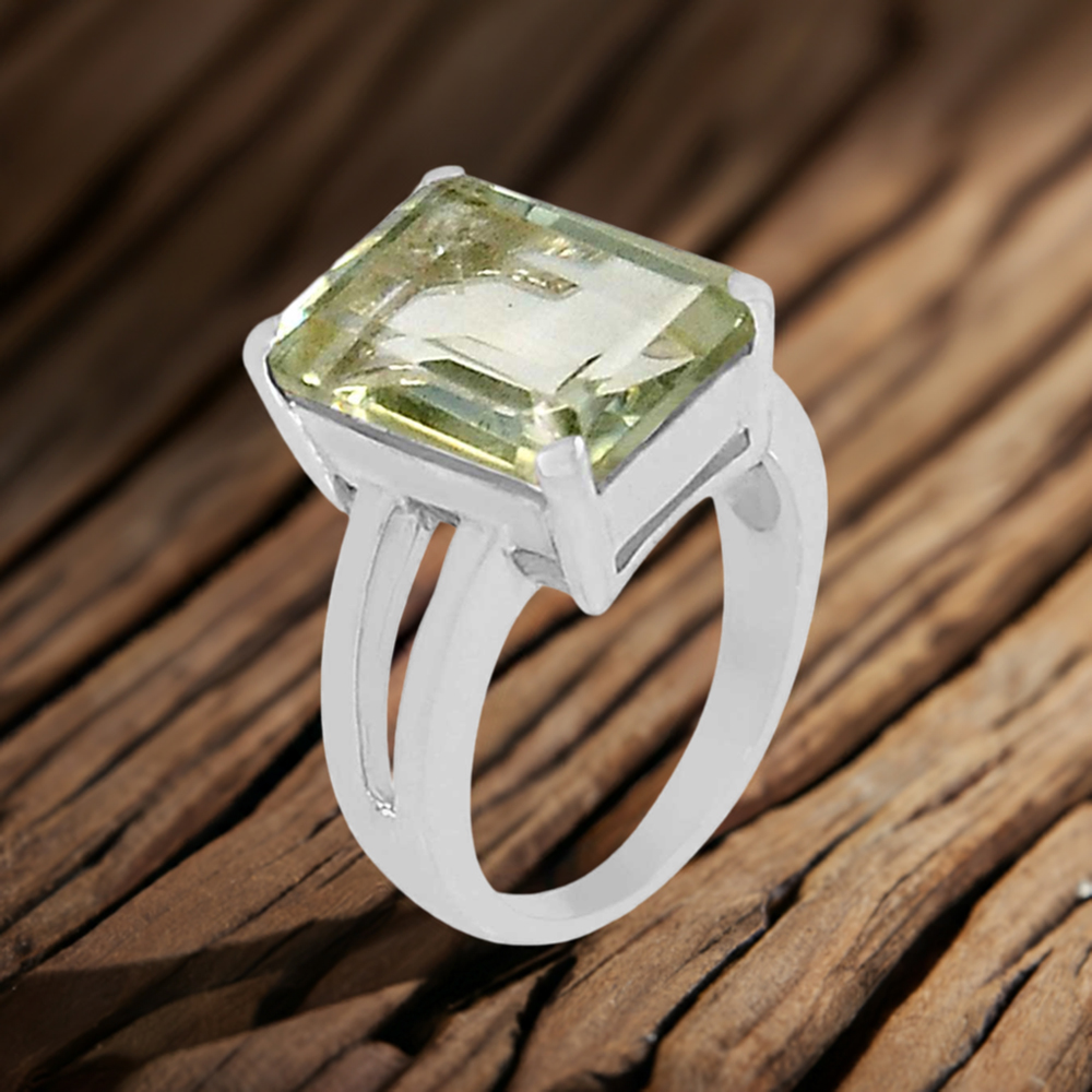 Green Amethyst Sterling Silver Rings 925SR067-2