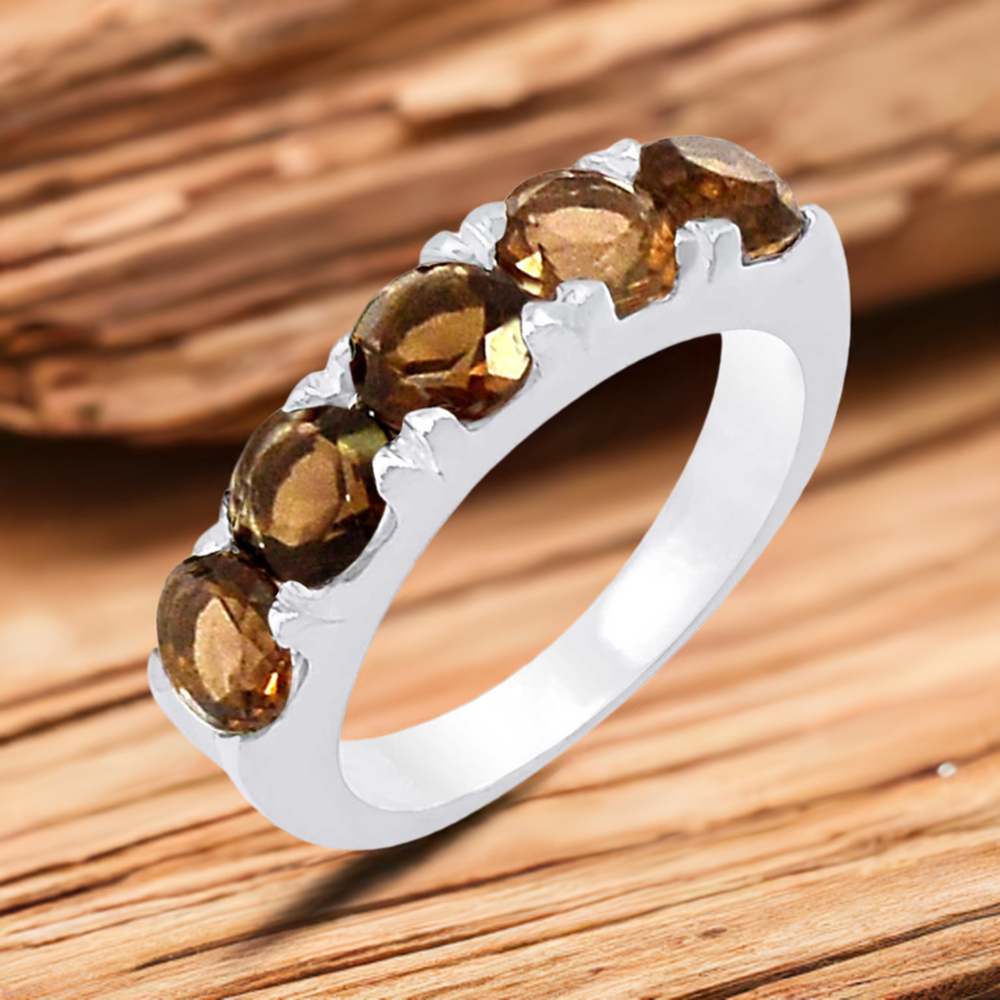 Smoky Quartz Gemstone Ring In Sterling Silver 925SR068-1