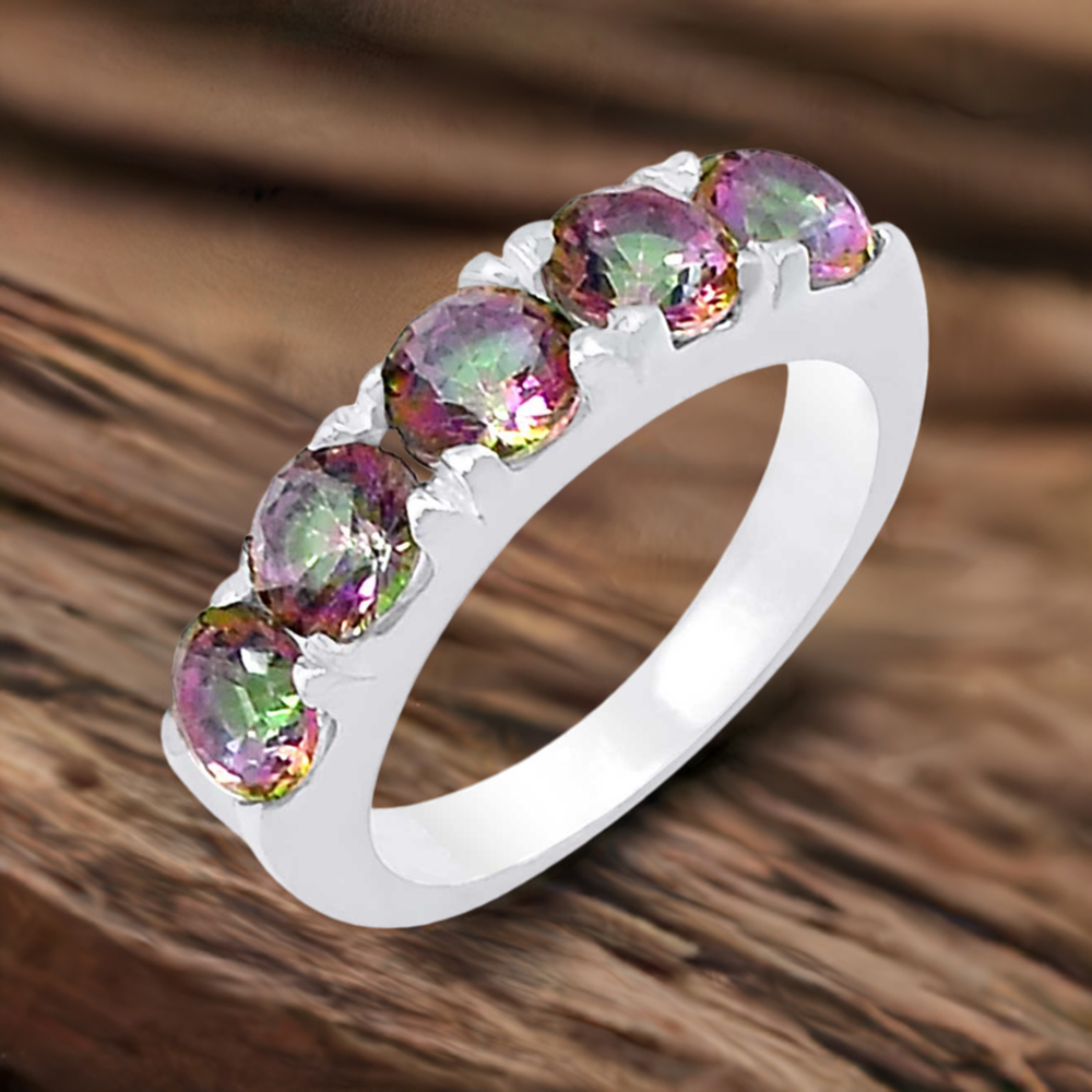 Natural Mystic Topaz Gemstone Handmade Ring In Sterling Silver 925SR068-3