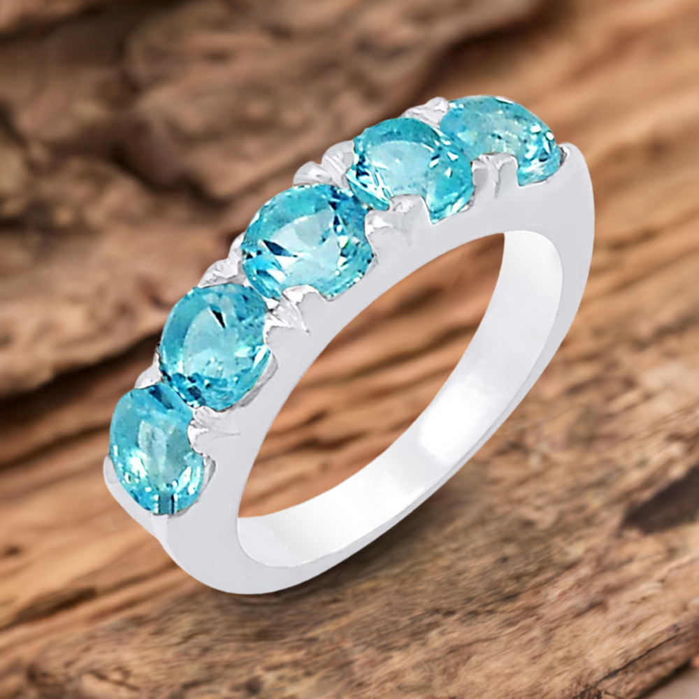 Stunning Blue Topaz Gemstone Handmade Ring In Sterling Silver 925SR068-5