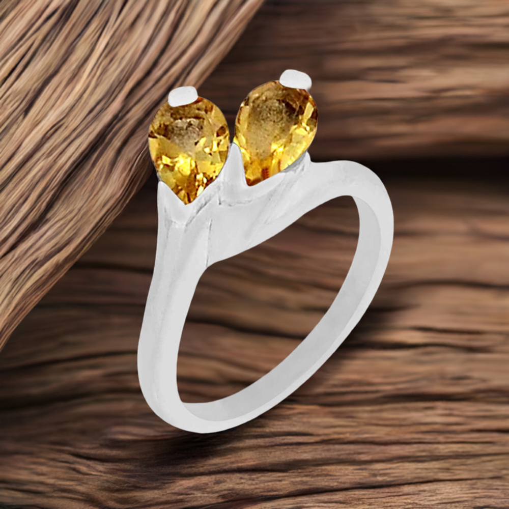 Stunning Citrine Semi Precious Gemstone Ring In Sterling Silver 925SR069-4