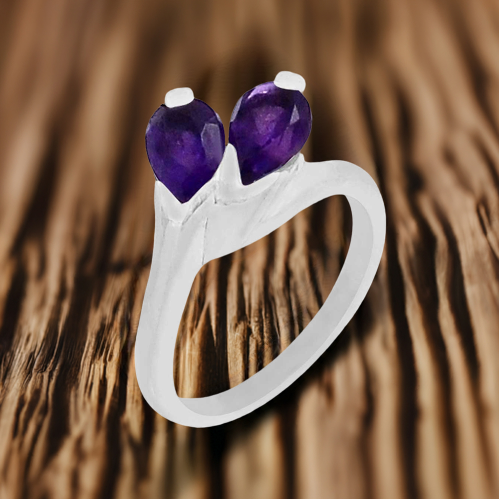 Natural Amethyst Gemstone Ring In Sterling Silver 925SR069-5