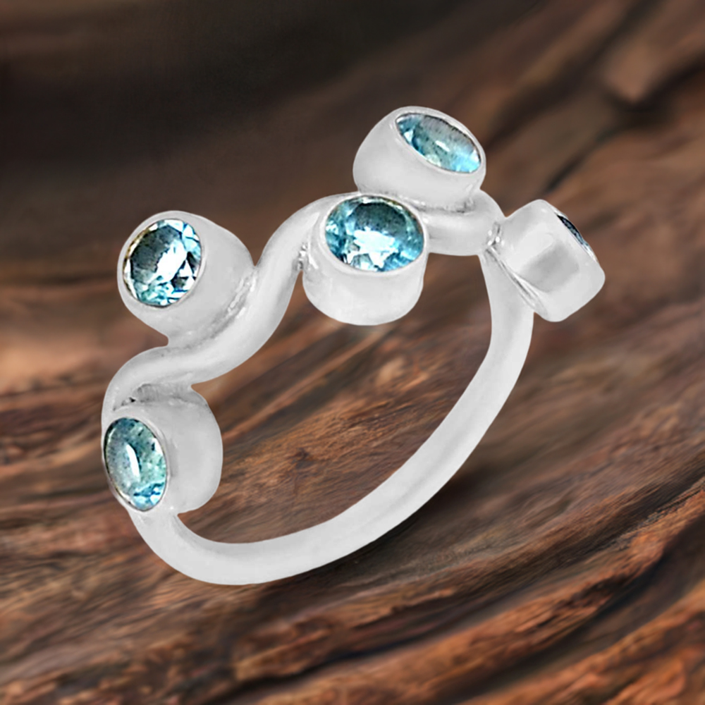 Stunning Blue Topaz Gemstone Ring In 925 Silver 925SR070-4