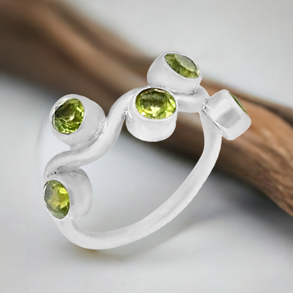 Semi Precious Peridot Gemstone Ring In 925 Silver 925SR070-6